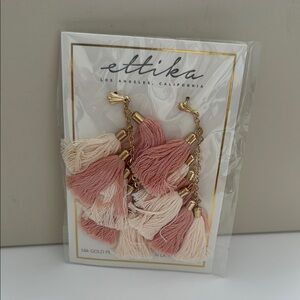 Ettika Pink and Cream Tassel Earrings